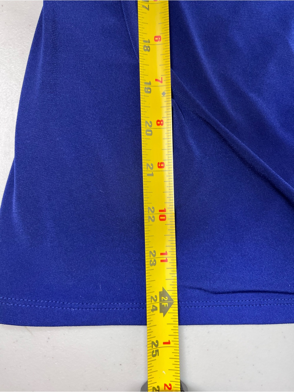 Royal Blue Sheer Bell-Sleeve V-Neck Faux Wrap Cocktail Evening Blouse Sz S - Picture 16 of 16